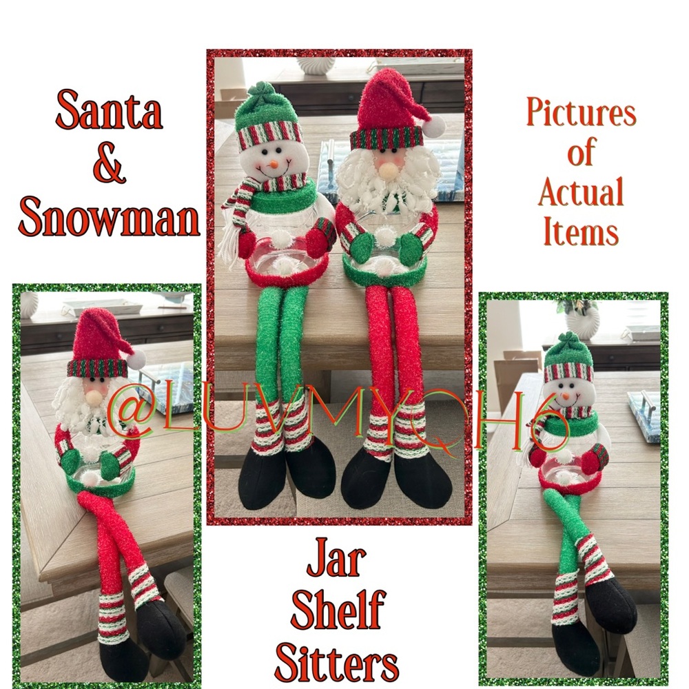 Santa & Snowman Jar Shelf Sitters